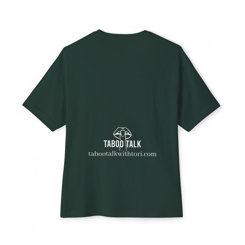 Taboo Talk Tee — "Permission to Feel Pleasure" Graphic Boxy T-Shirt