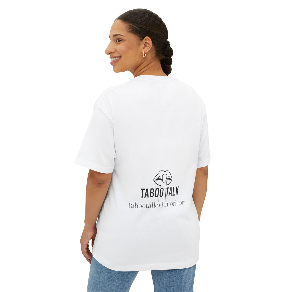 Taboo Talk Tee — "Permission to Feel Pleasure" Graphic Boxy T-Shirt