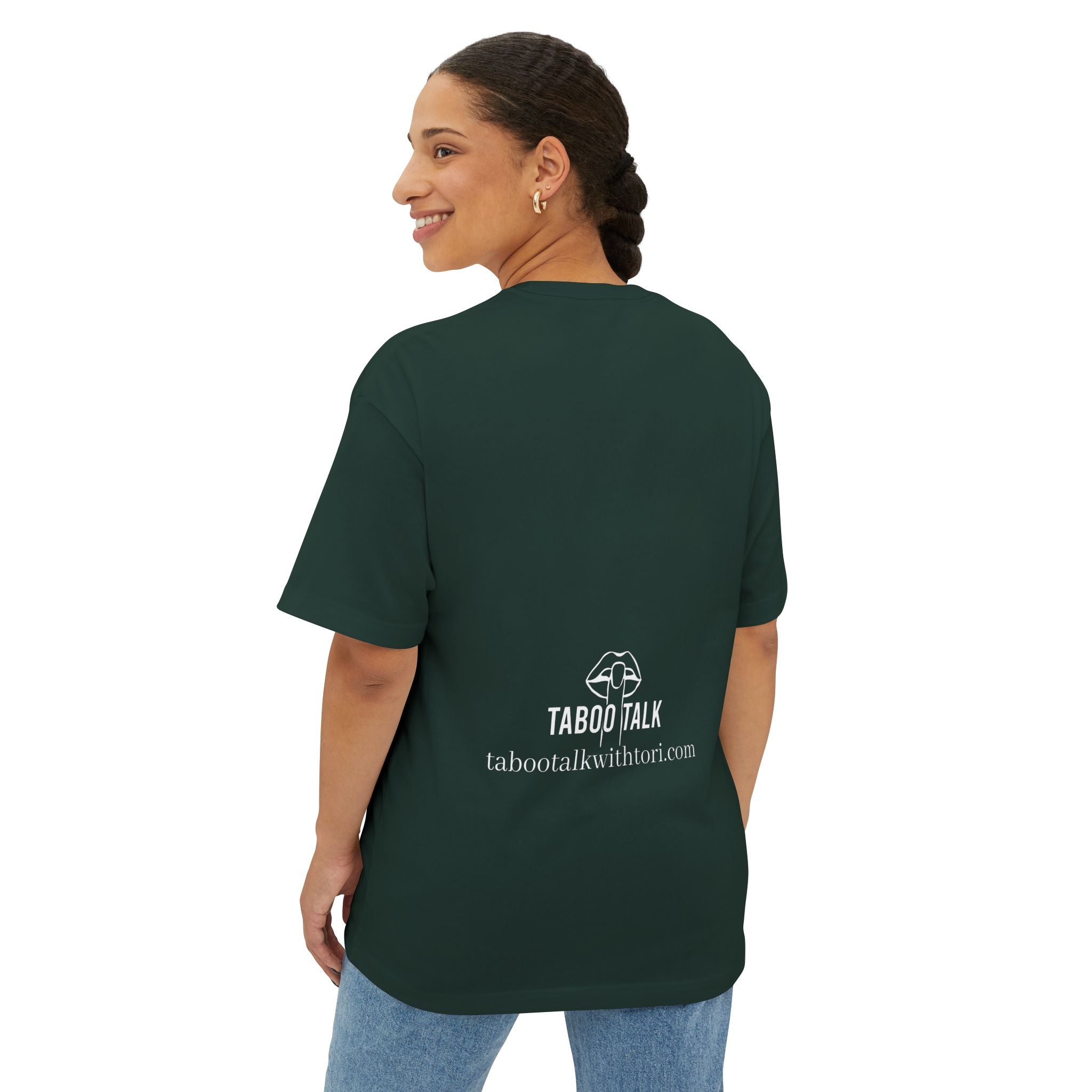 Taboo Talk Tee — "Permission to Feel Pleasure" Graphic Boxy T-Shirt