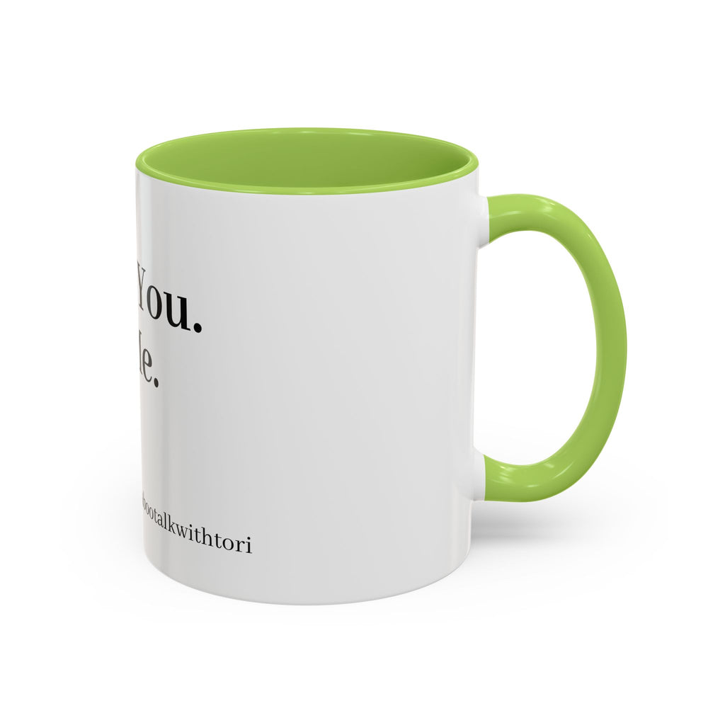 Coffee Mug — “Say It: Ask Me What I Want” Accent Ceramic Mug with Taboo Talk Branding