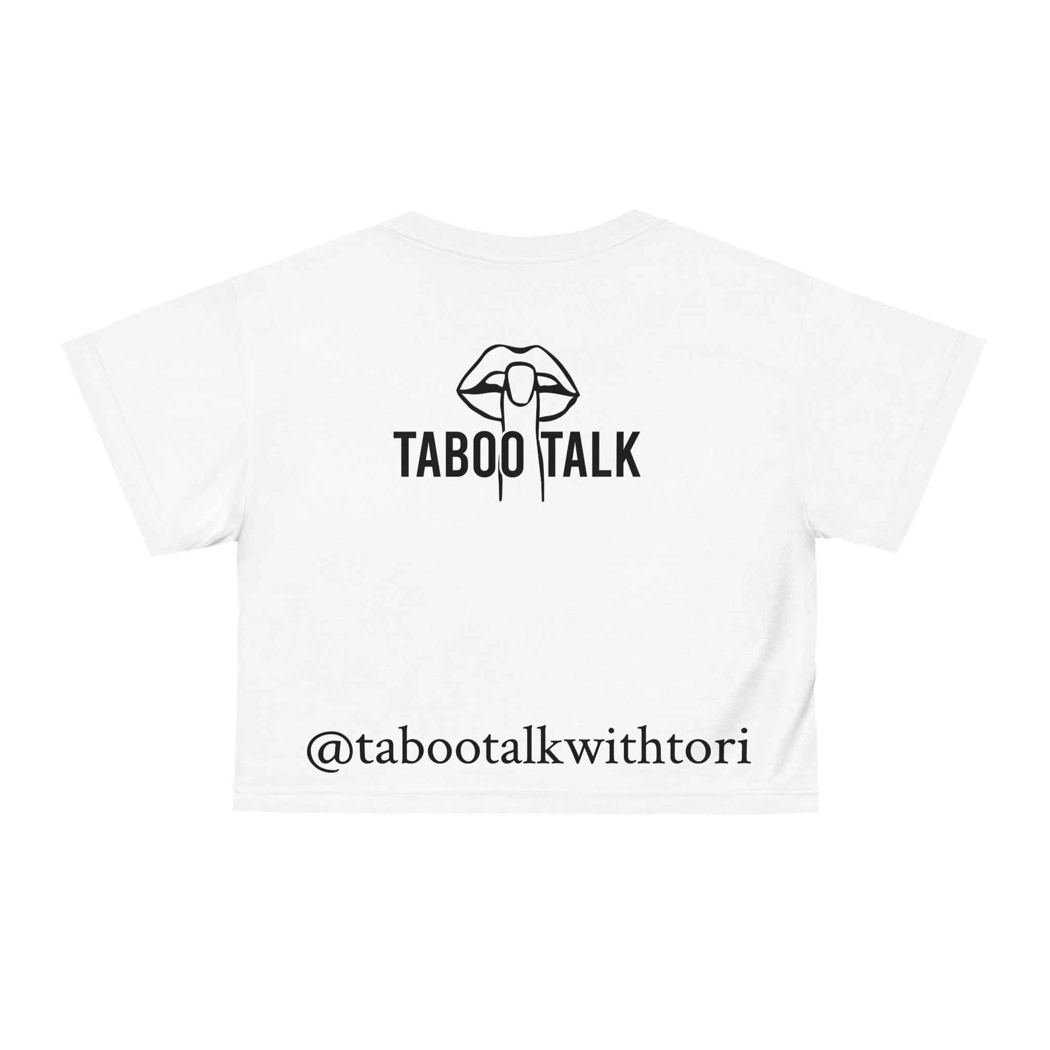 Taboo Talk Crop Tee — "Tell Me All Your Dirty Secrets." Graphic Feminine Top