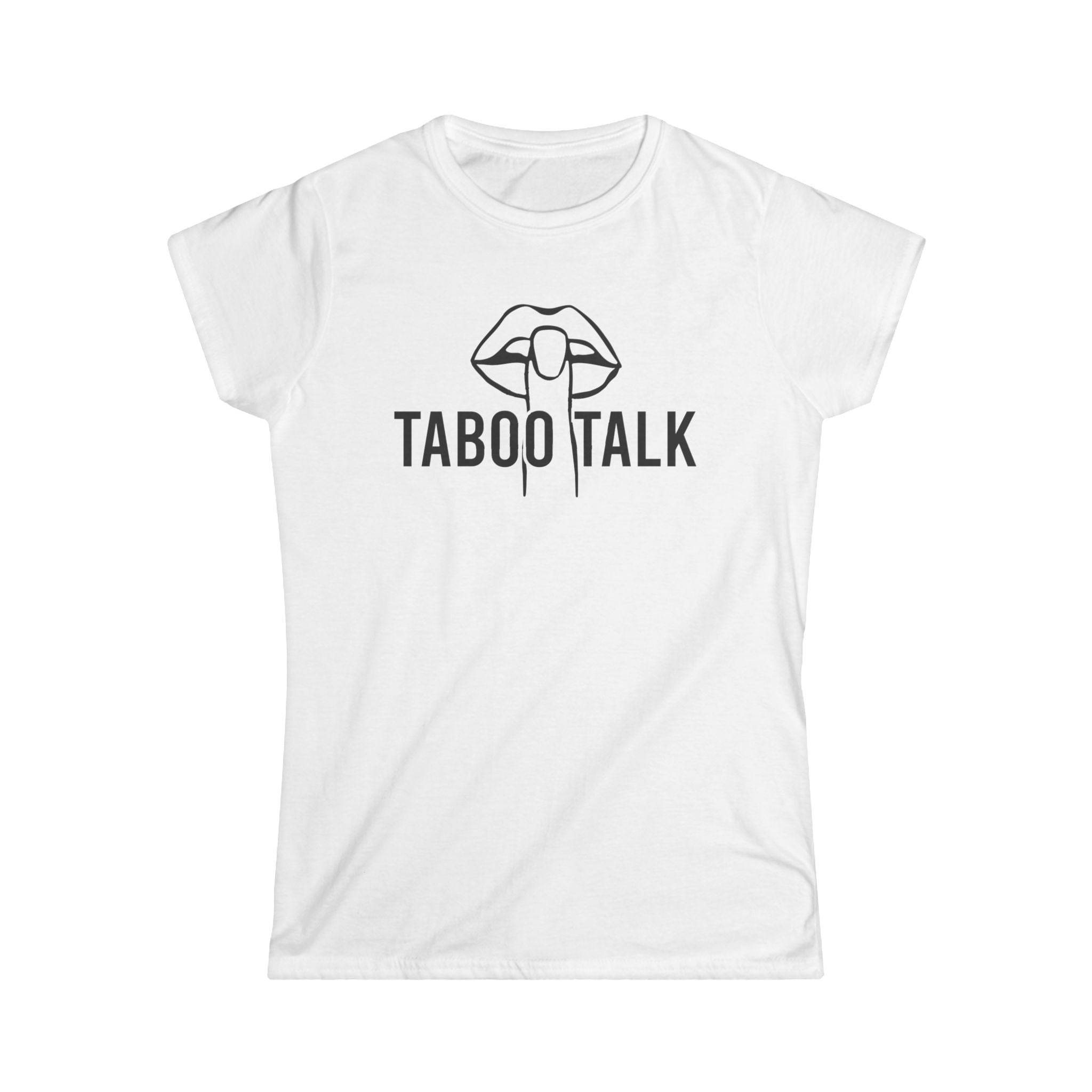 "Taboo Talk" Women's Graphic Tee — Minimal Lip Shh Design