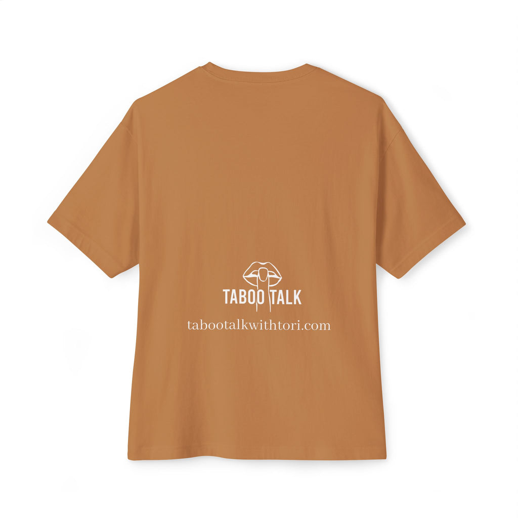 Taboo Talk Tee — "Permission to Feel Pleasure" Graphic Boxy T-Shirt