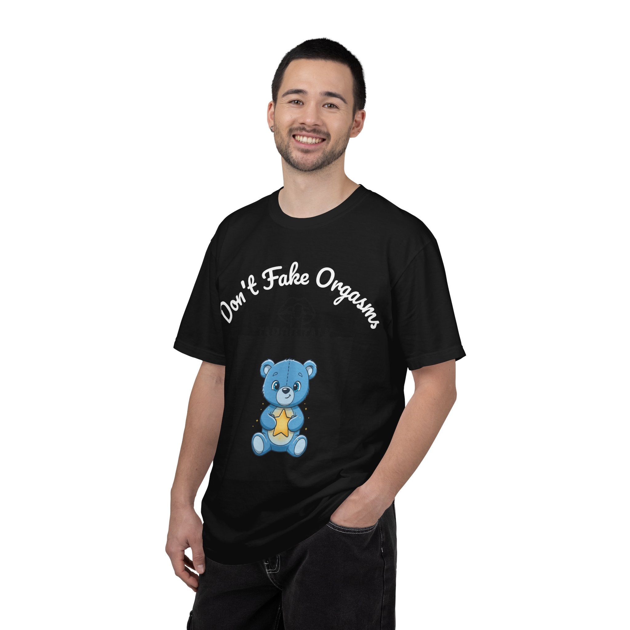 Don’t Fake Orgasms Taboo Talk T-Shirt — Cute Blue Bear Awareness Tee