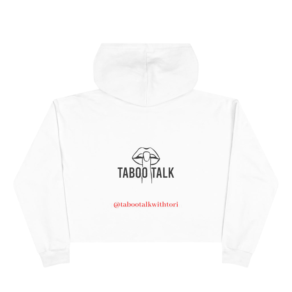 Cropped Hoodie — “Permission to Feel / Pleasure.” Minimal Text Wellness Crop Hoodie