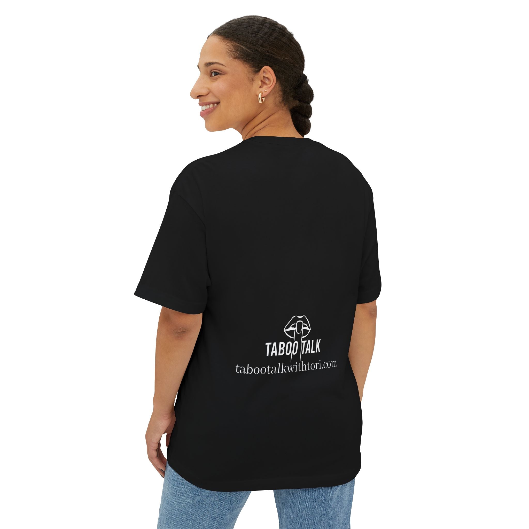 Taboo Talk Tee — "Permission to Feel Pleasure" Graphic Boxy T-Shirt