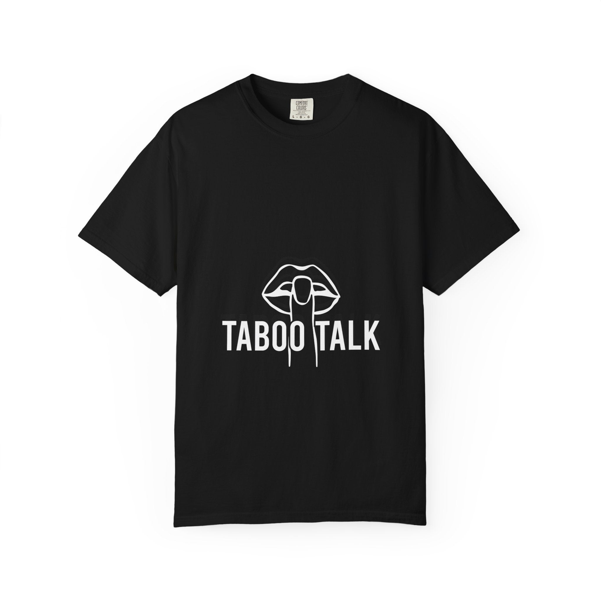 Taboo Talk Graphic T‑Shirt — Shushing Lips Logo Tee