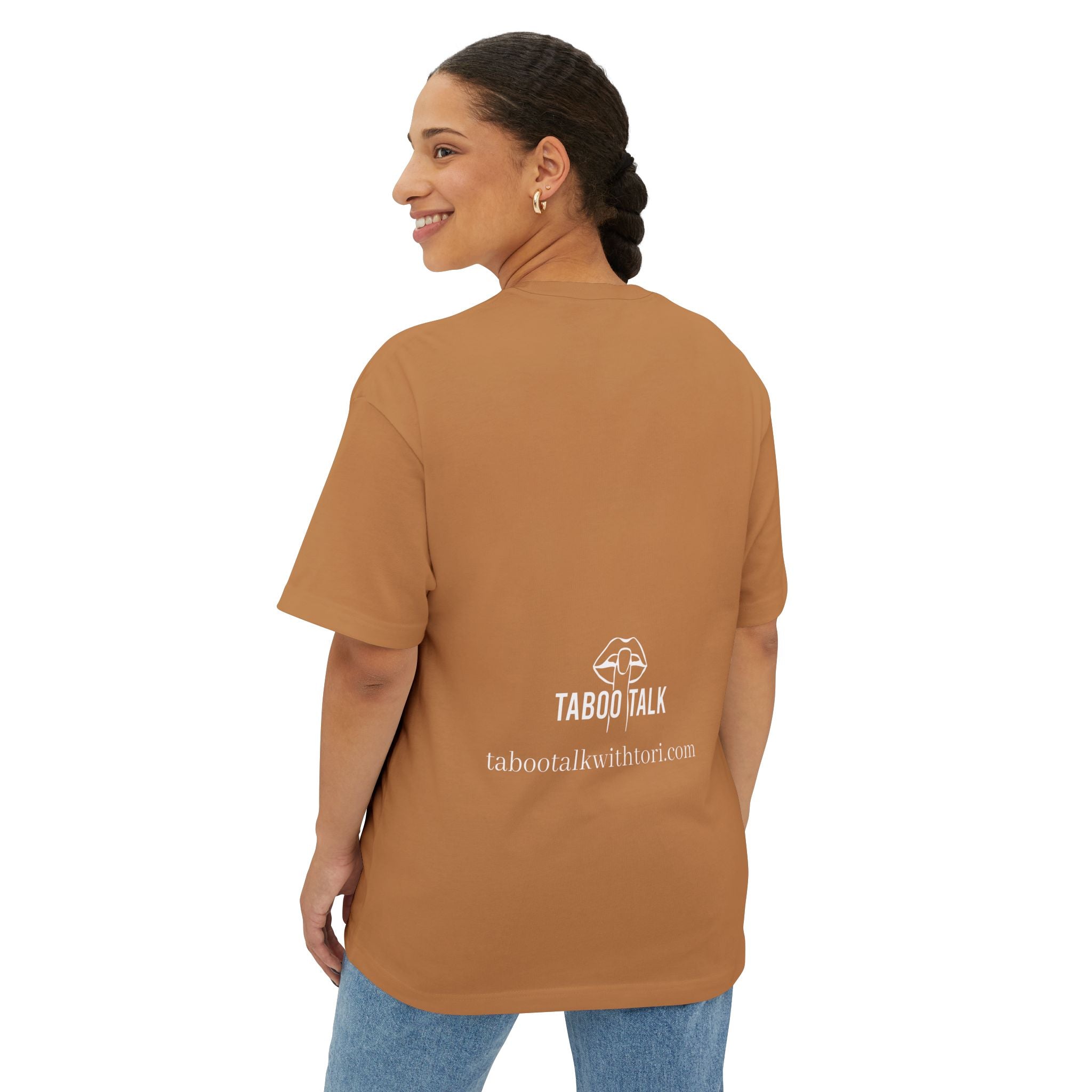 Taboo Talk Tee — "Permission to Feel Pleasure" Graphic Boxy T-Shirt